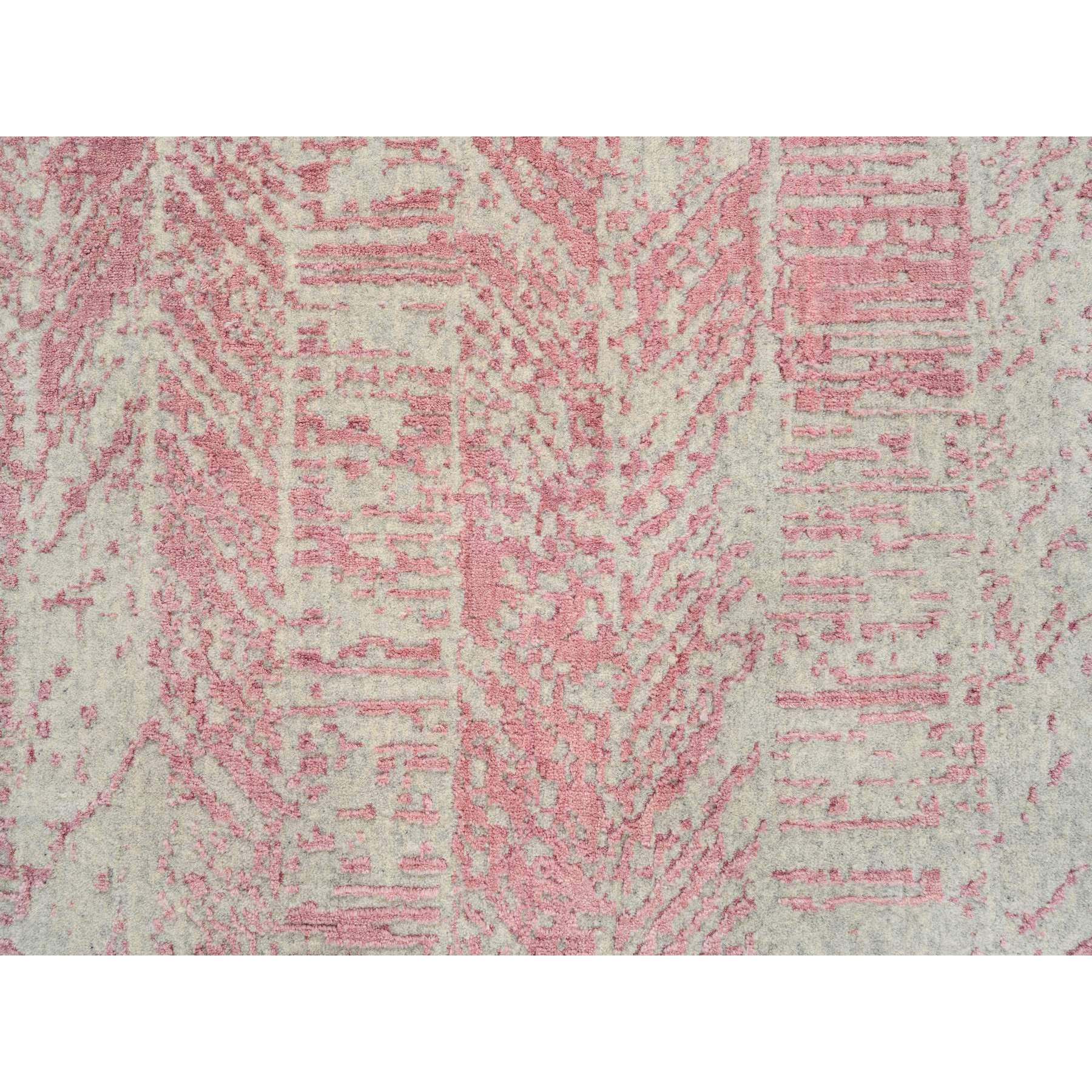 9'x11'10" Rose Pink, Jacquard Hand Loomed All Over Design, Wool and Art Silk, Oriental Rug HR64807 - Image 9
