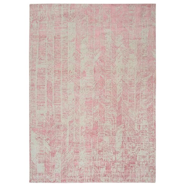 9'x11'9" Rose Pink, Jacquard Hand Loomed All Over Design, Wool and Art Silk, Oriental Rug HR64809
