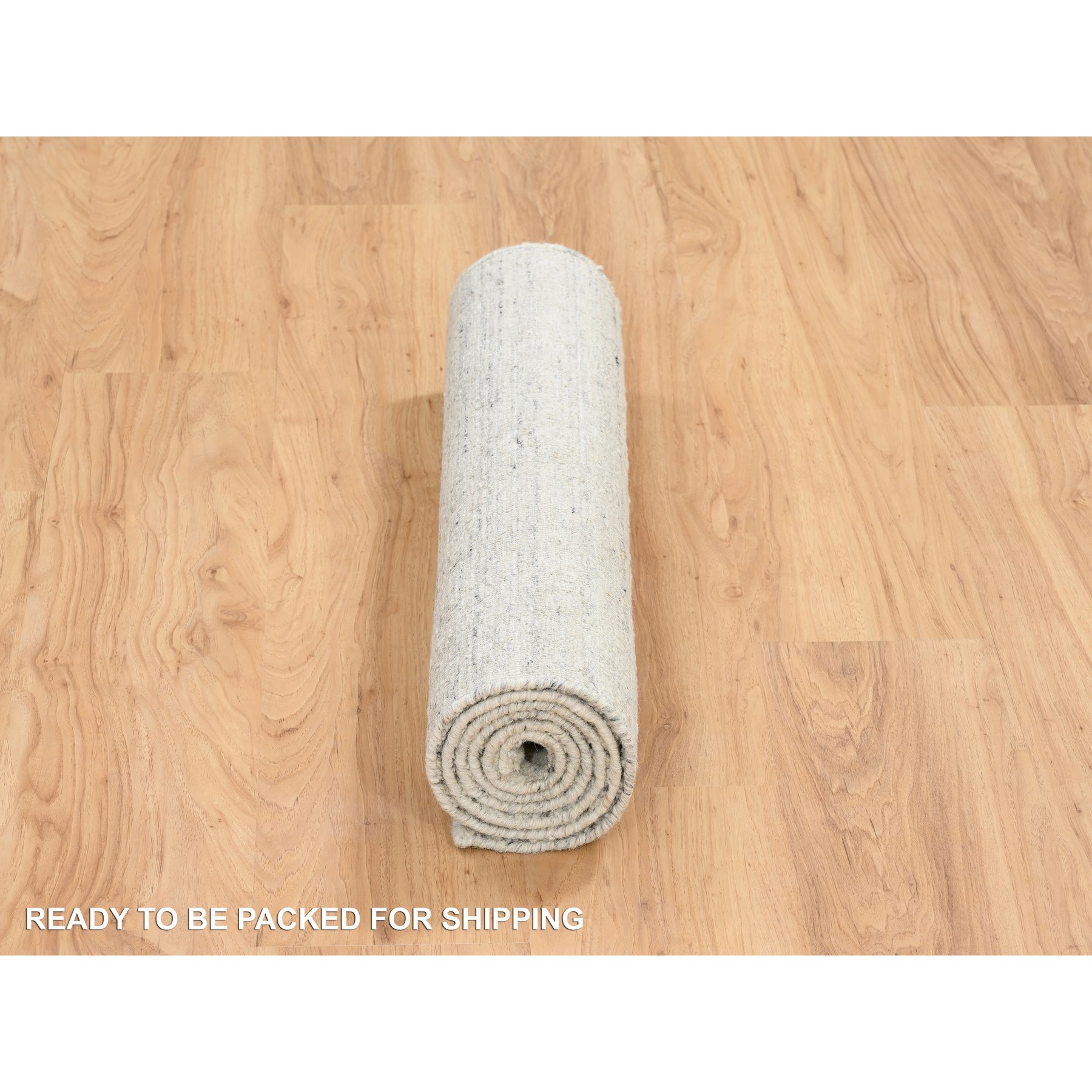 2'6"x6' Beige, Variegated Textured Modern Design, Extra Soft Wool Hand Loomed, Runner Oriental Rug HR64839 - Image 6