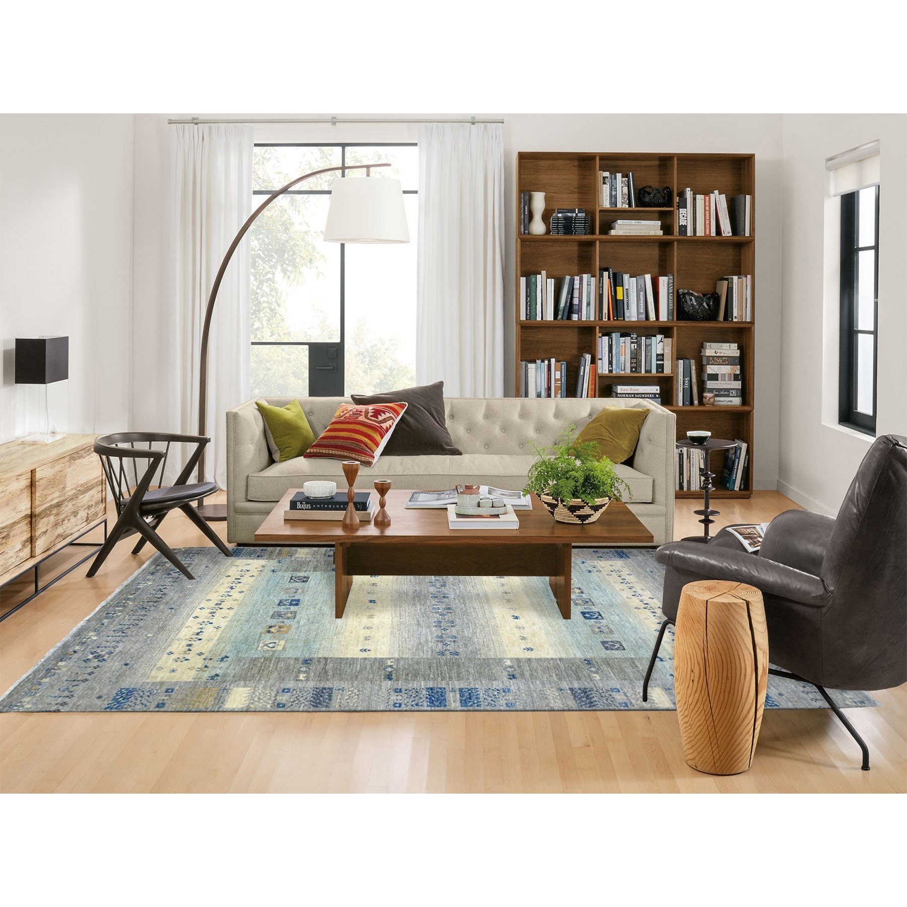 6'1"x9' Light Gray, Fine Weave Extra Soft Wool, Hand Knotted Afghan Kashkuli Gabbeh Design, Natural Dyes, Oriental Rug HR72067 - Image 2