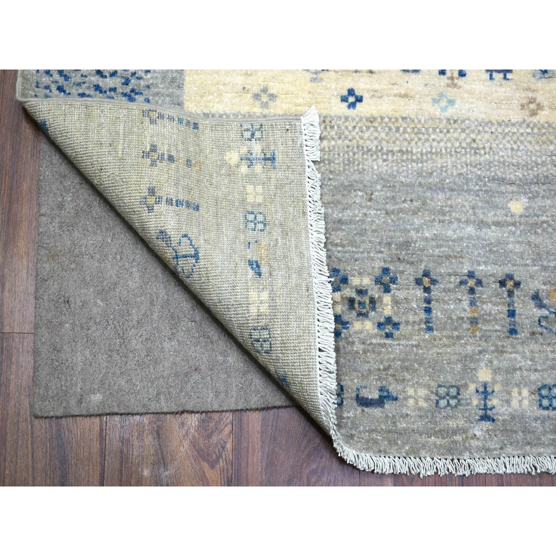 6'1"x9' Light Gray, Fine Weave Extra Soft Wool, Hand Knotted Afghan Kashkuli Gabbeh Design, Natural Dyes, Oriental Rug HR72067 - Image 3