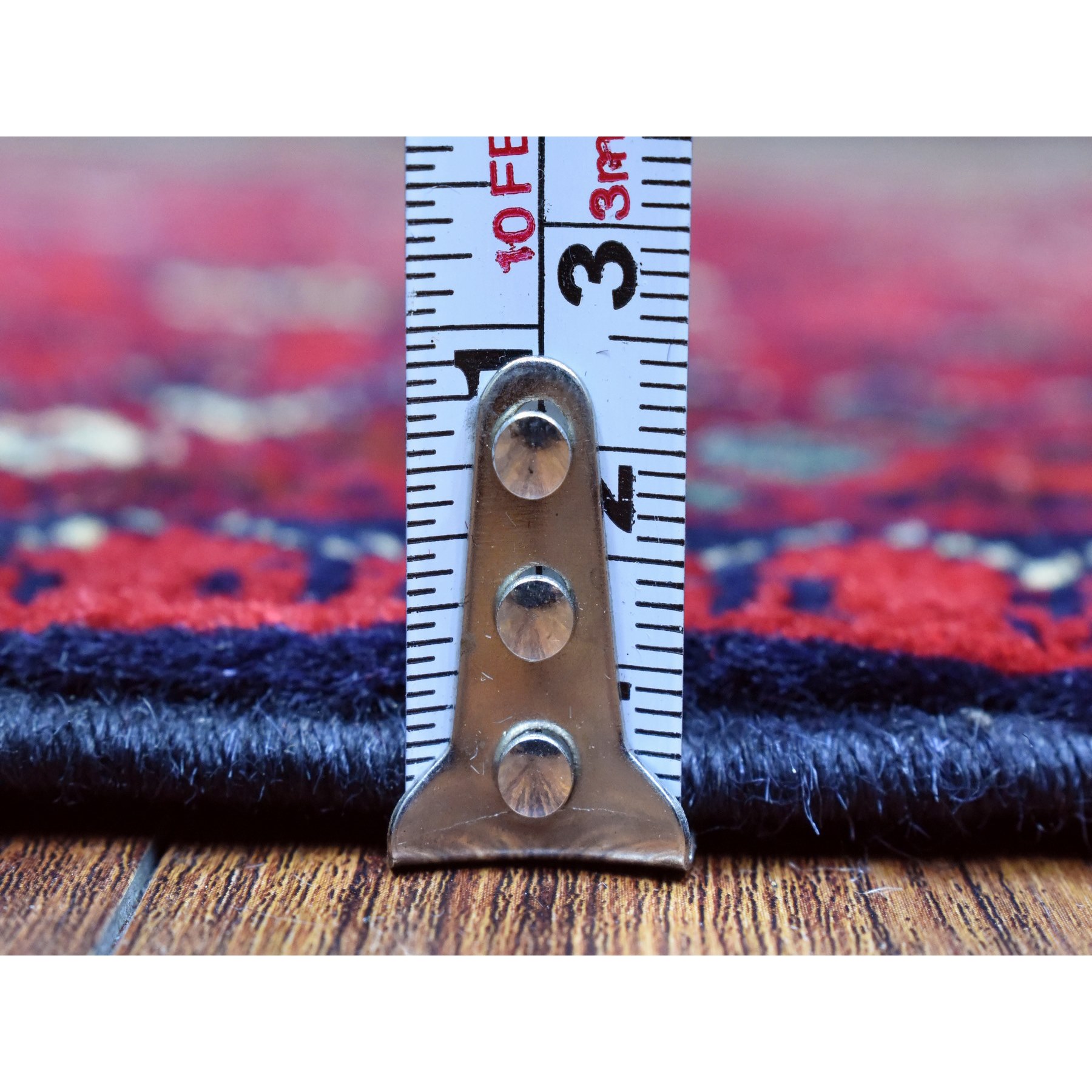 2'7"x3'10" Deep and Saturated Red, Hand Knotted Afghan Khamyab with Bokara, Soft Organic Wool, Oriental Rug HR72337 - Image 5