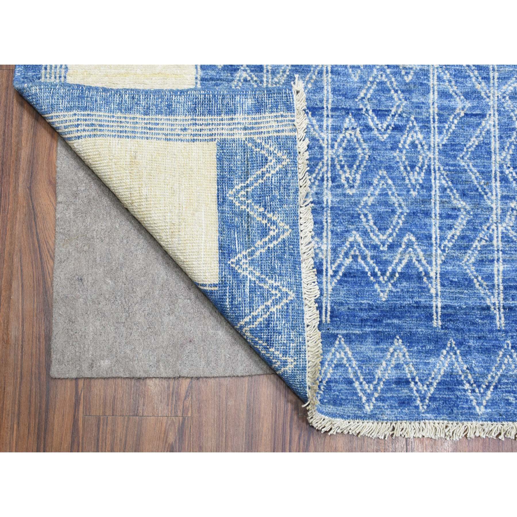 10'1"x13'9" Navy Blue, Fine Peshawar with Berber Motifs Dense Weave, Extra Soft Wool Hand Knotted, Oriental Rug HR72671 - Image 5