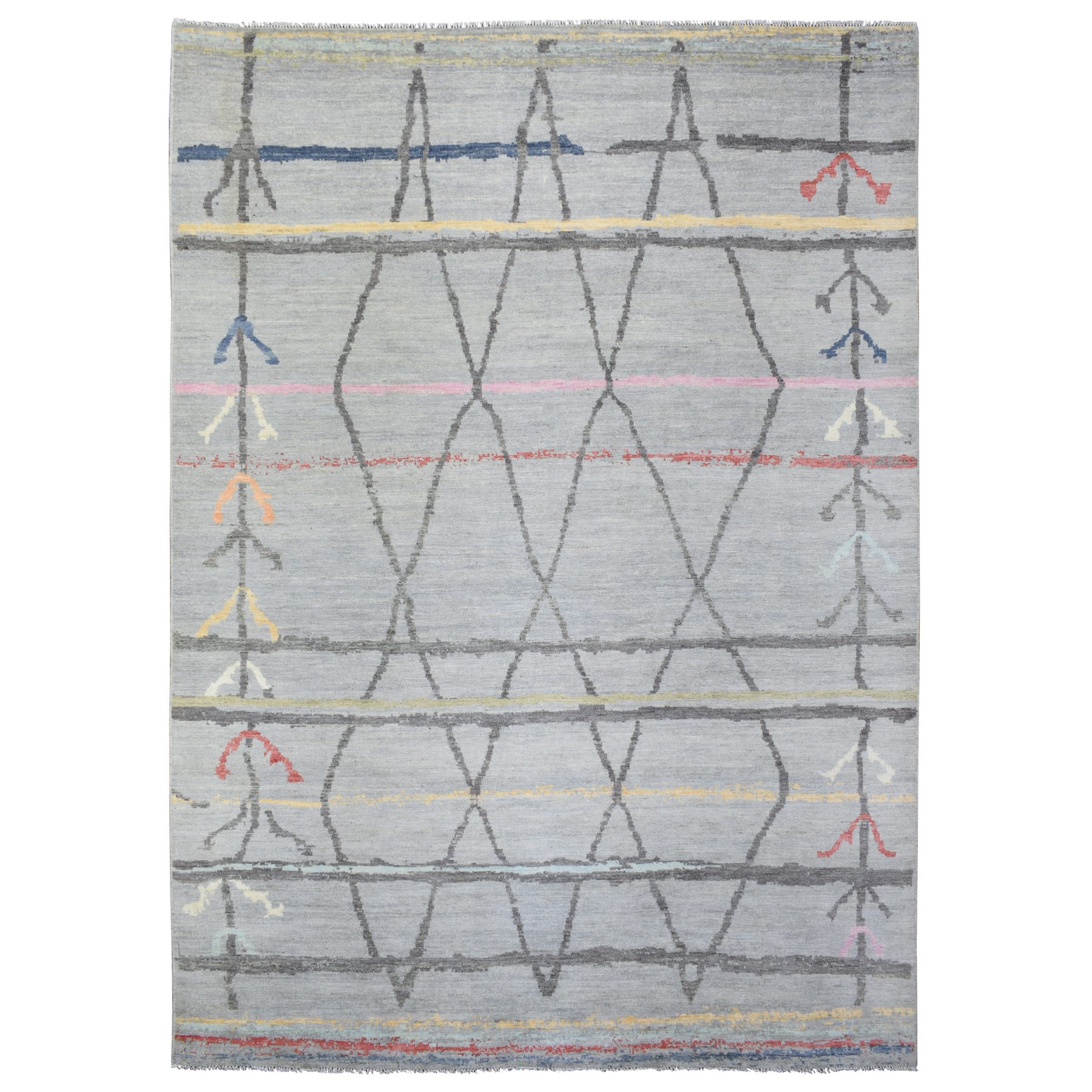 10'x13'9" Light Gray, Hand Knotted Boujaad Moroccan Berber Design, Natural Dyes Extra Soft Wool, Oriental Rug HR72783