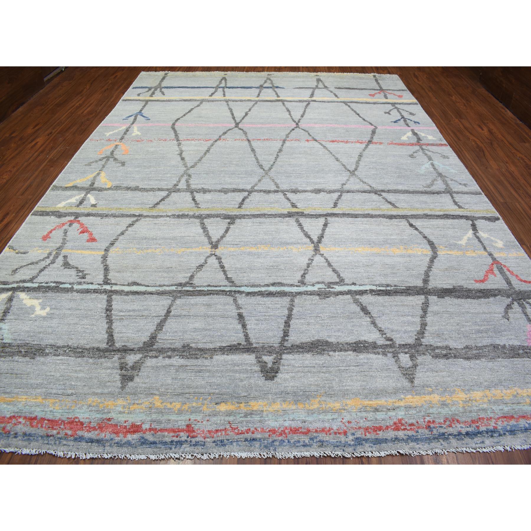 10'x13'9" Light Gray, Hand Knotted Boujaad Moroccan Berber Design, Natural Dyes Extra Soft Wool, Oriental Rug HR72783 - Image 3