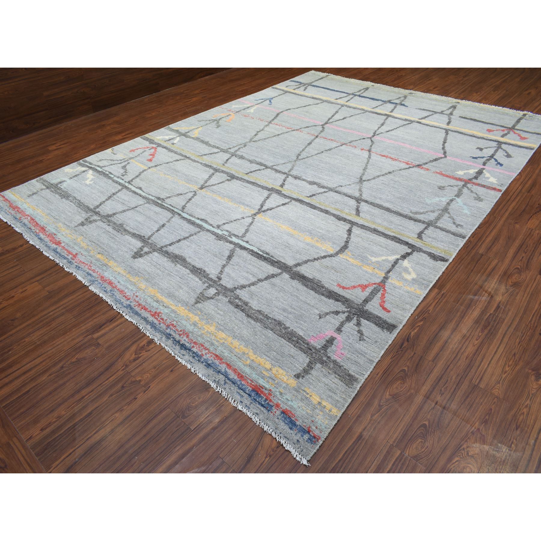 10'x13'9" Light Gray, Hand Knotted Boujaad Moroccan Berber Design, Natural Dyes Extra Soft Wool, Oriental Rug HR72783 - Image 4