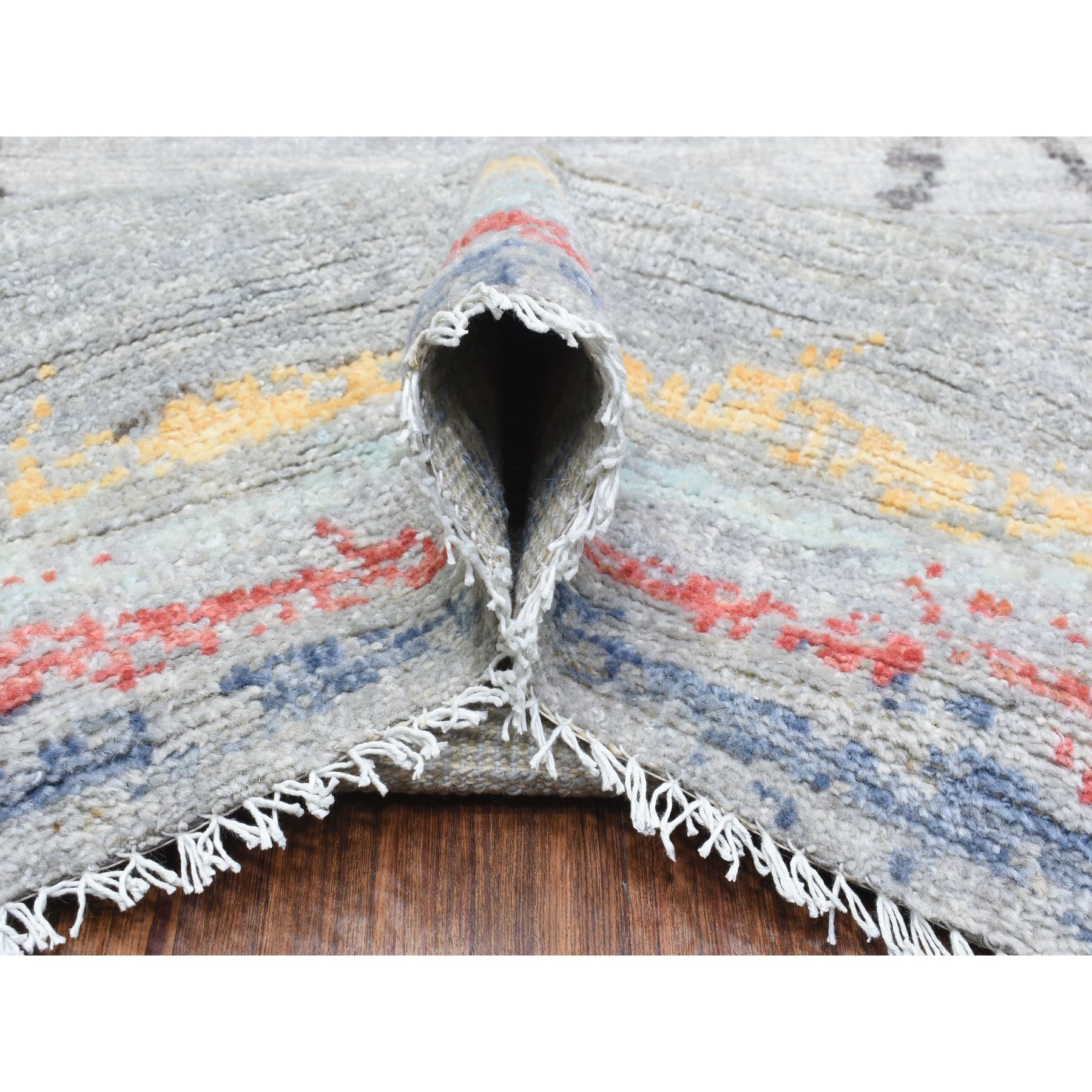10'x13'9" Light Gray, Hand Knotted Boujaad Moroccan Berber Design, Natural Dyes Extra Soft Wool, Oriental Rug HR72783 - Image 6