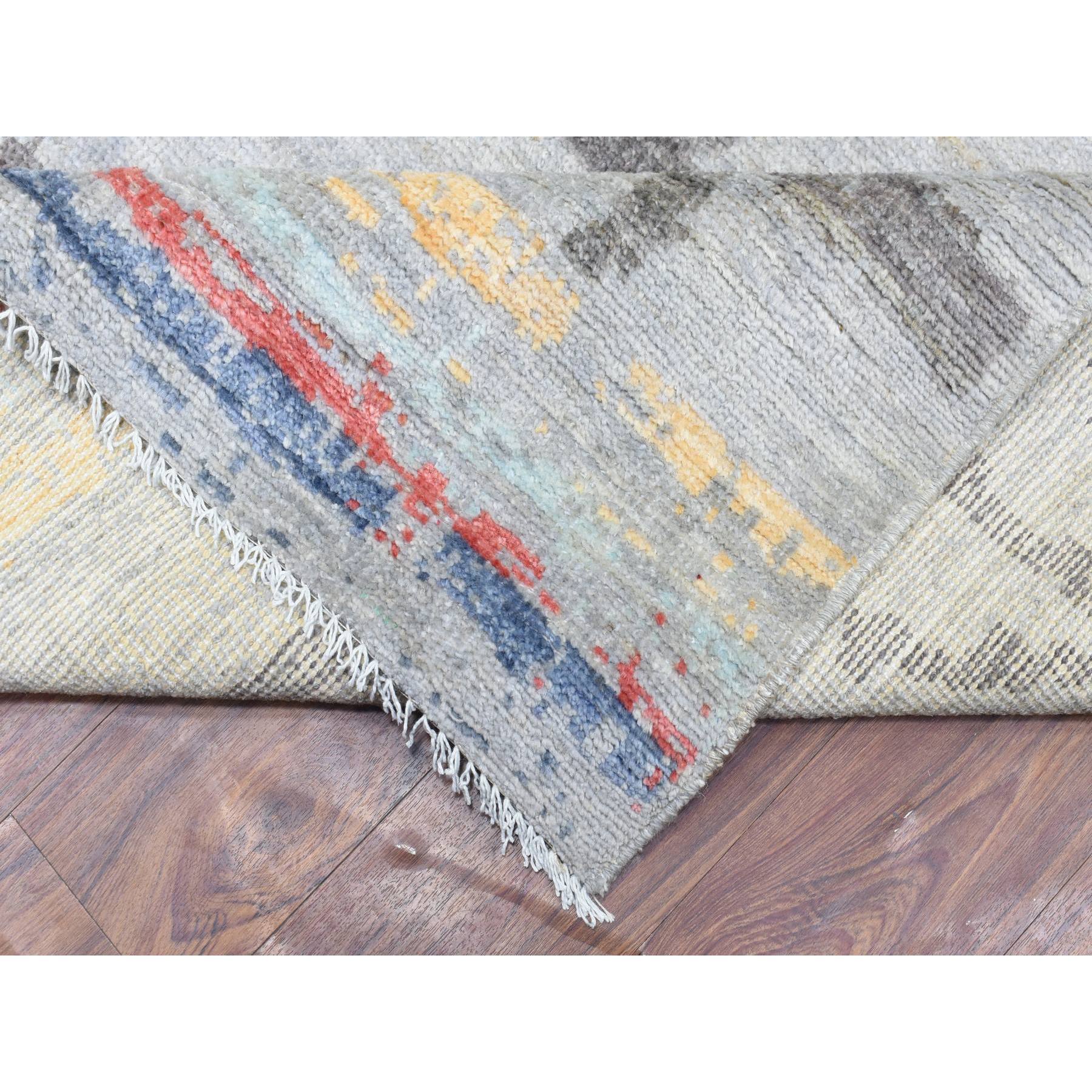 10'x13'9" Light Gray, Hand Knotted Boujaad Moroccan Berber Design, Natural Dyes Extra Soft Wool, Oriental Rug HR72783 - Image 7