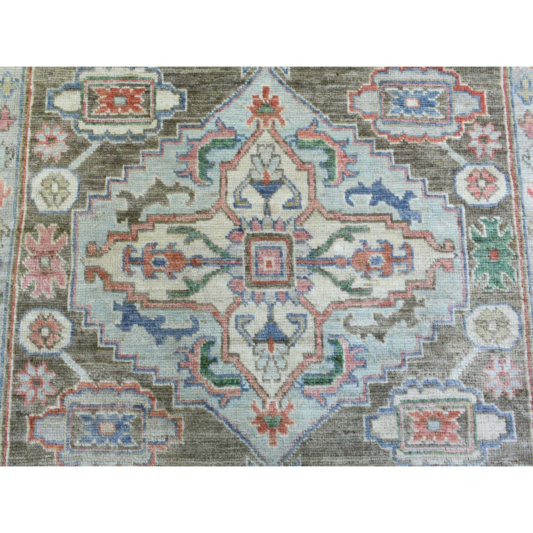 8'2"x10'3" Light Gray, Soft Wool Hand Knotted, Anatolian Village Inspired with Large Medallion Design, Natural Dyes Densely Woven, Oriental Rug HR72820 - Image 9
