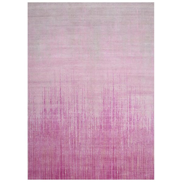 10'x14'3" Pink Natural Wool Hand Knotted Vertical Ombre Design Oriental Rug HR75106