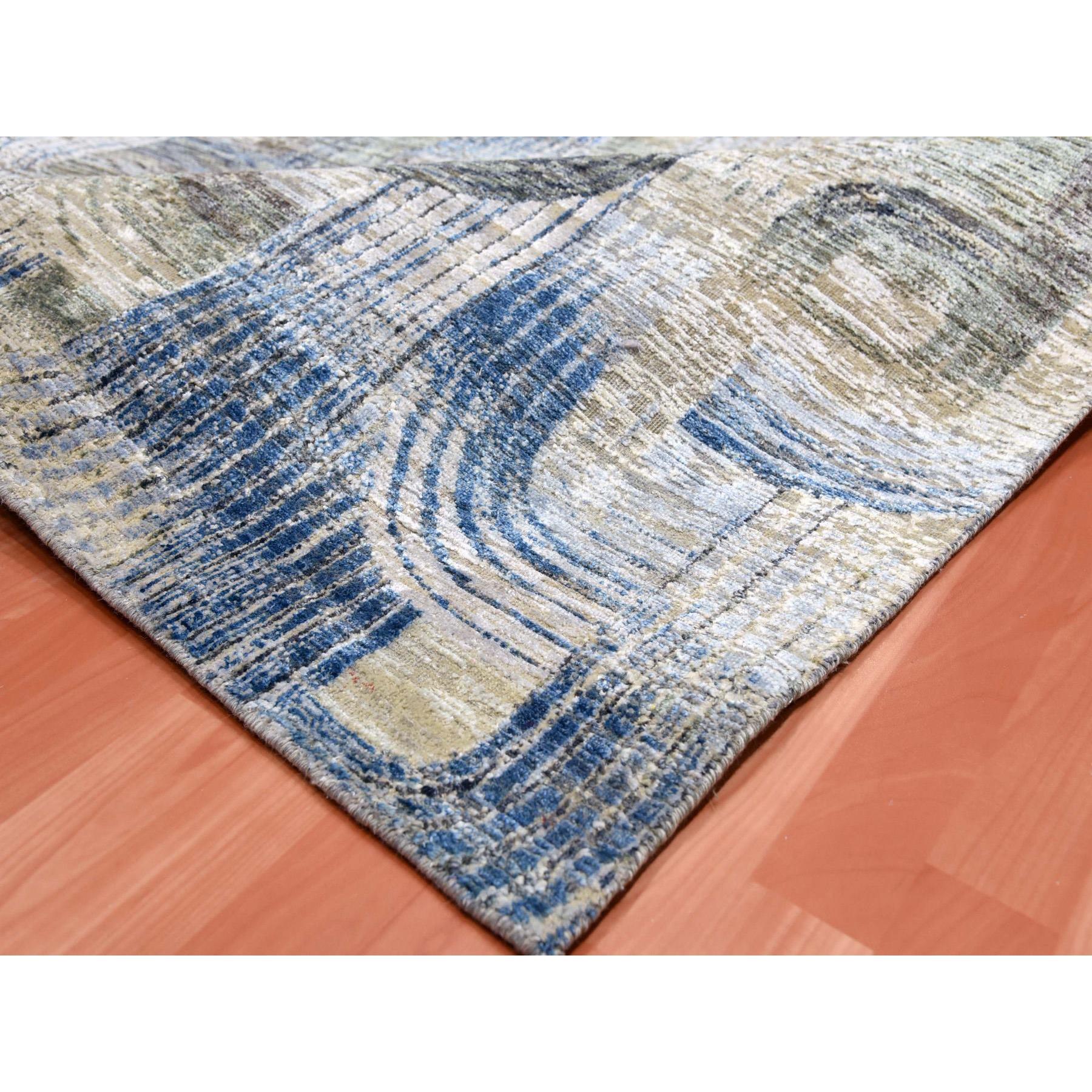 6'x9' THE INTERTWINED PASSAGE, Hand Knotted, Silk with Textured Wool, Oriental Rug HR75128 - Image 6