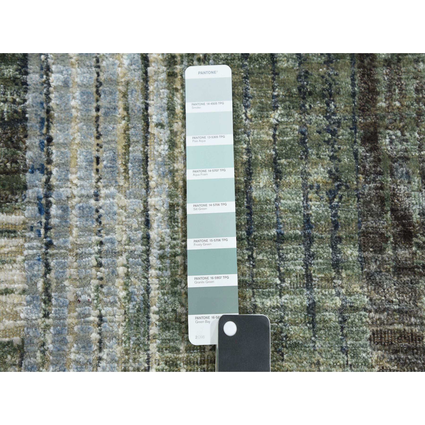 6'x9' THE INTERTWINED PASSAGE, Hand Knotted, Silk with Textured Wool, Oriental Rug HR75128 - Image 7