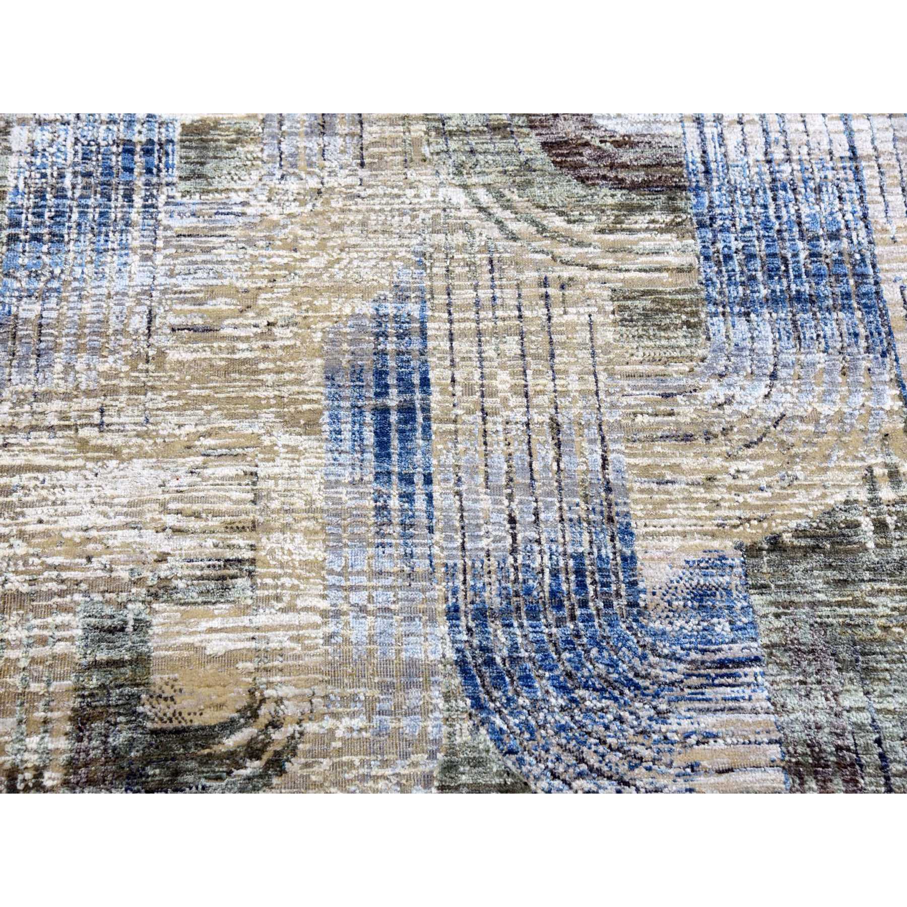 6'x9' THE INTERTWINED PASSAGE, Hand Knotted, Silk with Textured Wool, Oriental Rug HR75128 - Image 8