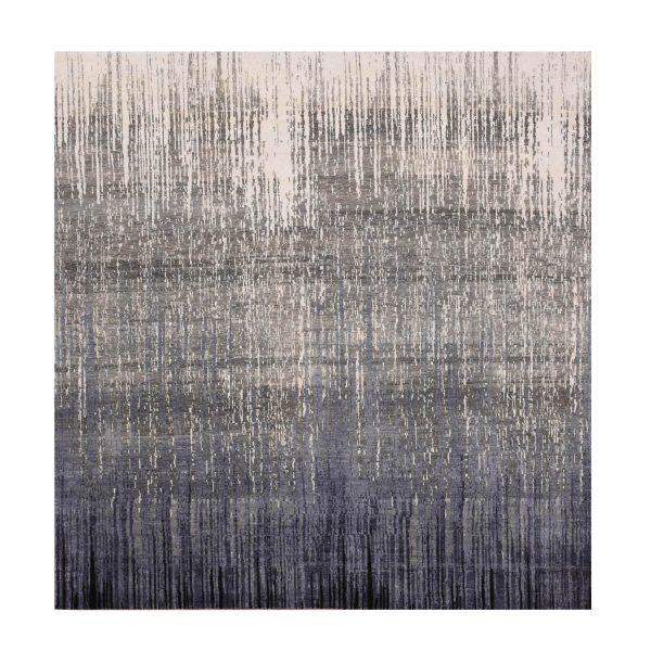 8'x8'4" Blue-Gray Densely Woven Hand Knotted Modern Ombre Design Pure Wool Square Oriental Rug HR75143