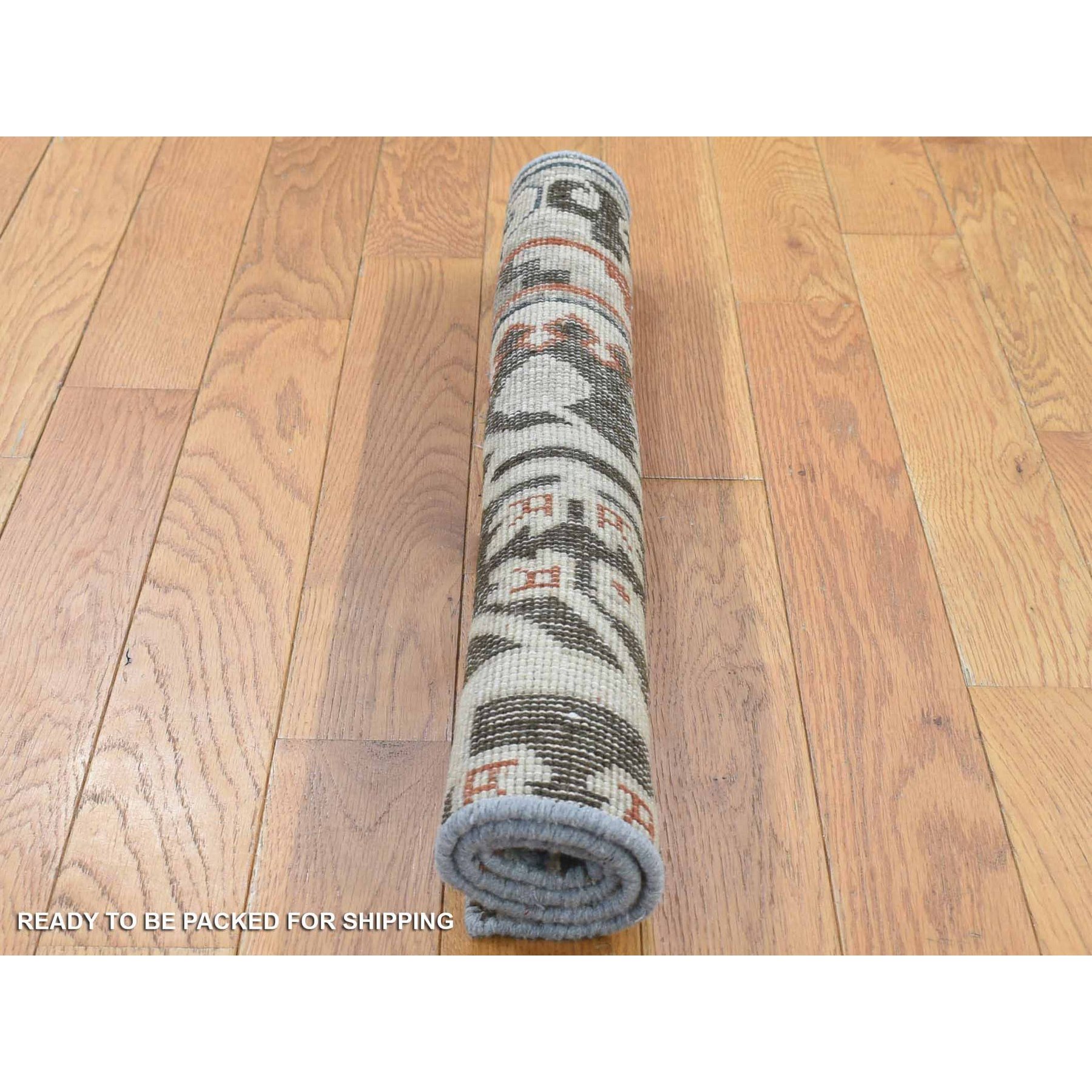 2'1"x2'1" Chocolate Brown, Samarkand Collection, Sample Fragment, 100% Wool, Zero Pile, Hand Knotted Square Oriental Rug HR80357 - Image 4