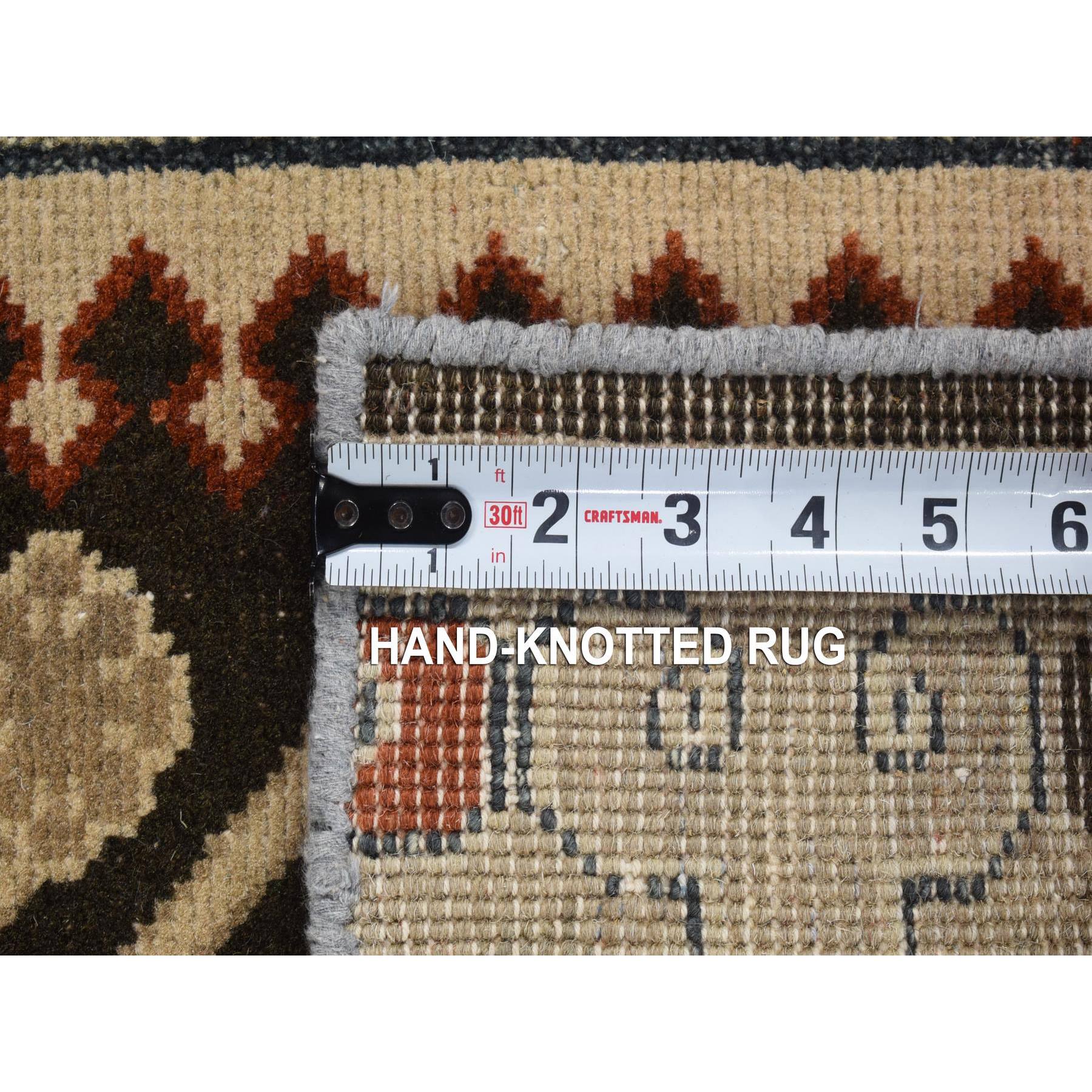 2'1"x2'1" Chocolate Brown, Samarkand Collection, Sample Fragment, 100% Wool, Zero Pile, Hand Knotted Square Oriental Rug HR80357 - Image 6