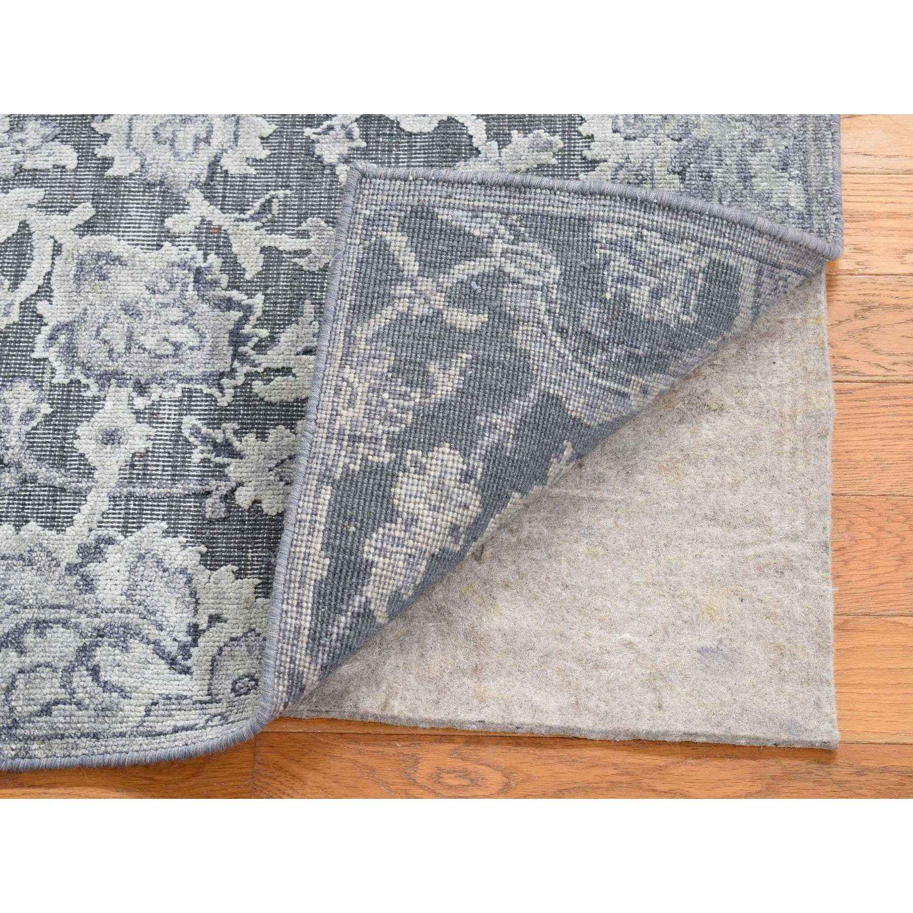 2'1"x2'1" Gray, Silk with Textured Wool, Hand Knotted, Oushak Influence, Sample Fragment, Oriental Rug HR80422 - Image 2