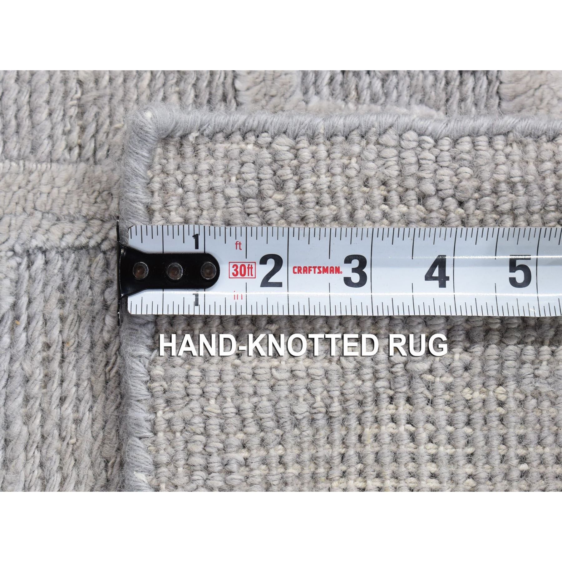 2'x2'10" Gray, Modern Design, Silk with Textured Wool, Hand Knotted, Mat, Oriental Rug HR80423 - Image 6