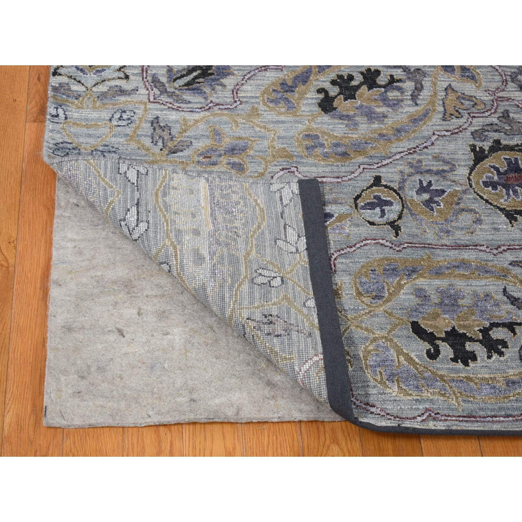 9'x12' Silver Gray, THE MAHARAJA Design, Silk with Textured Wool Hand Knotted, Oriental Rug HR80451 - Image 5