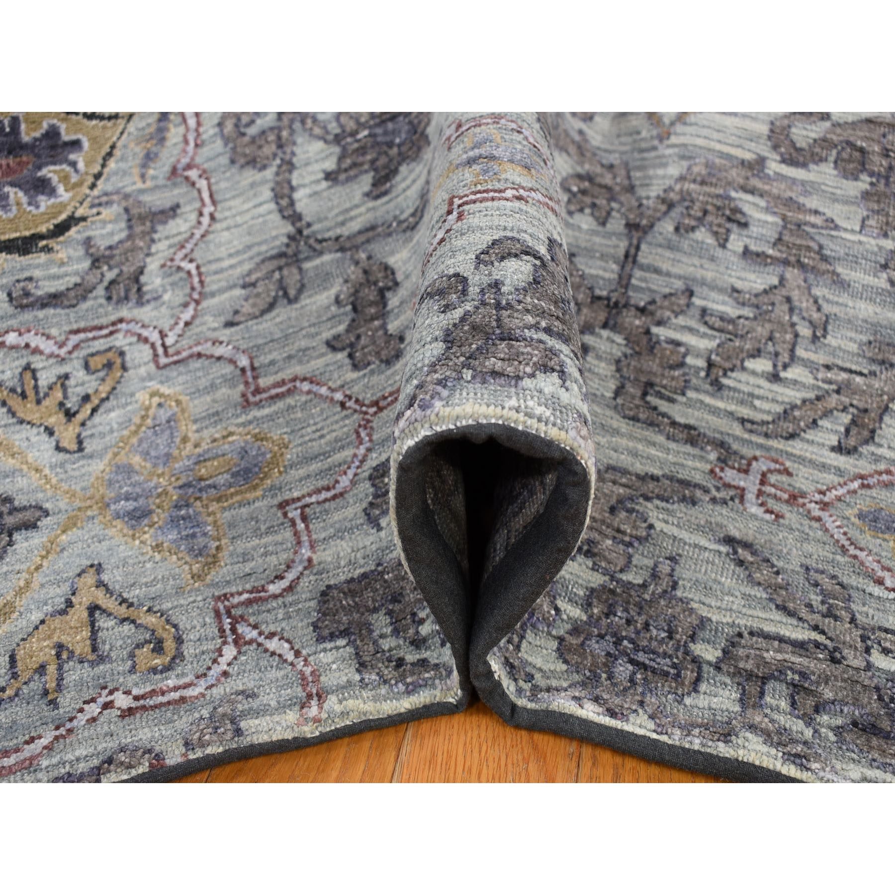 9'x12' Silver Gray, THE MAHARAJA Design, Silk with Textured Wool Hand Knotted, Oriental Rug HR80451 - Image 6