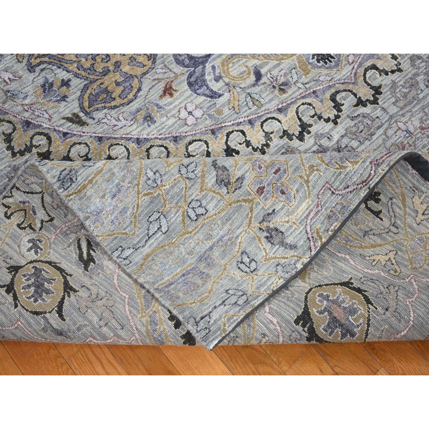 9'x12' Silver Gray, THE MAHARAJA Design, Silk with Textured Wool Hand Knotted, Oriental Rug HR80451 - Image 7