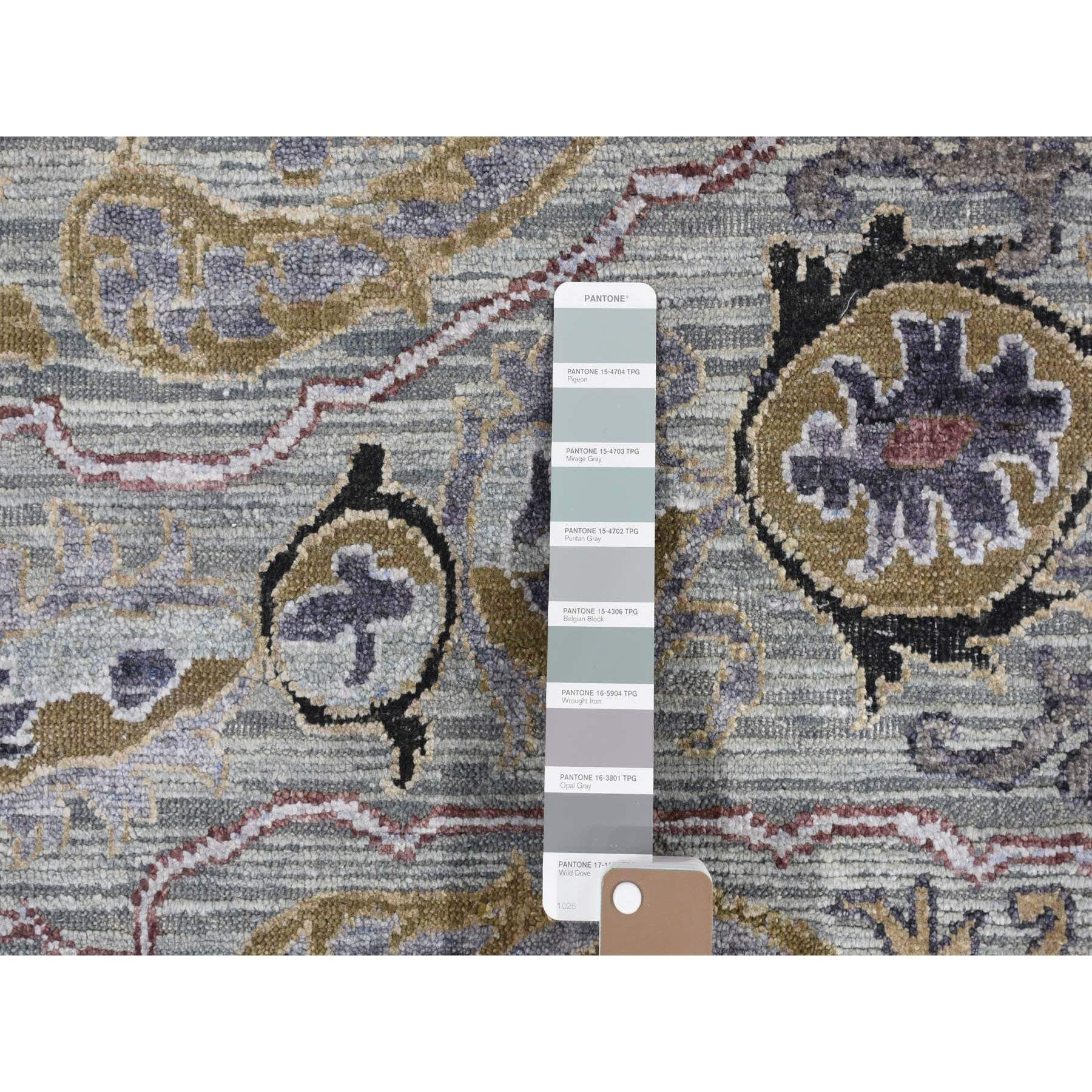 9'x12' Silver Gray, THE MAHARAJA Design, Silk with Textured Wool Hand Knotted, Oriental Rug HR80451 - Image 8