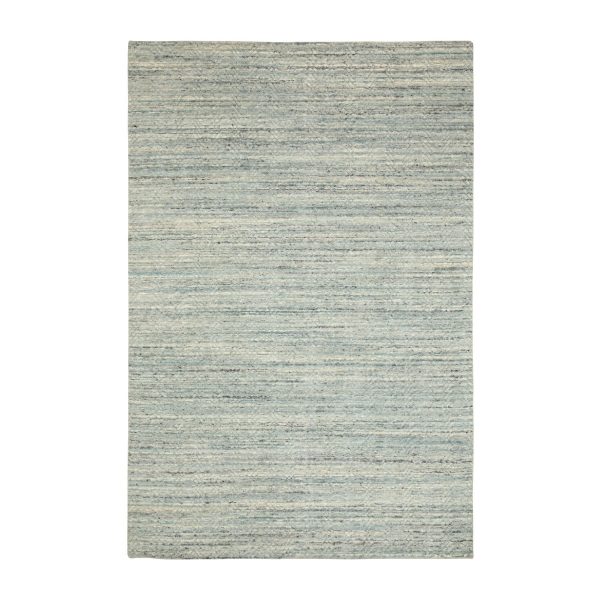6'x9' Seafoam Green Variegated Textured Design Hand Loomed Pure Wool Modern Oriental Rug HR58391