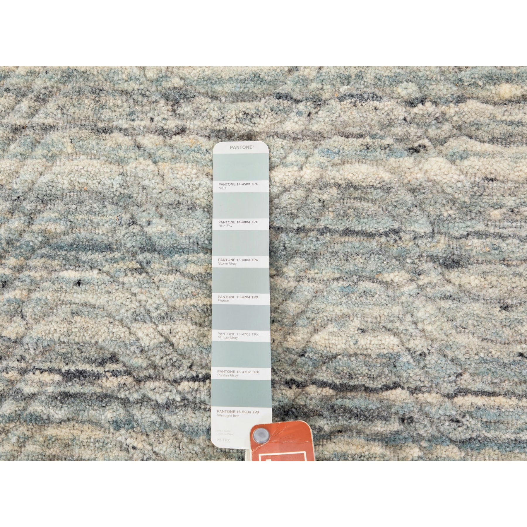 6'x9' Seafoam Green Variegated Textured Design Hand Loomed Pure Wool Modern Oriental Rug HR58391 - Image 8