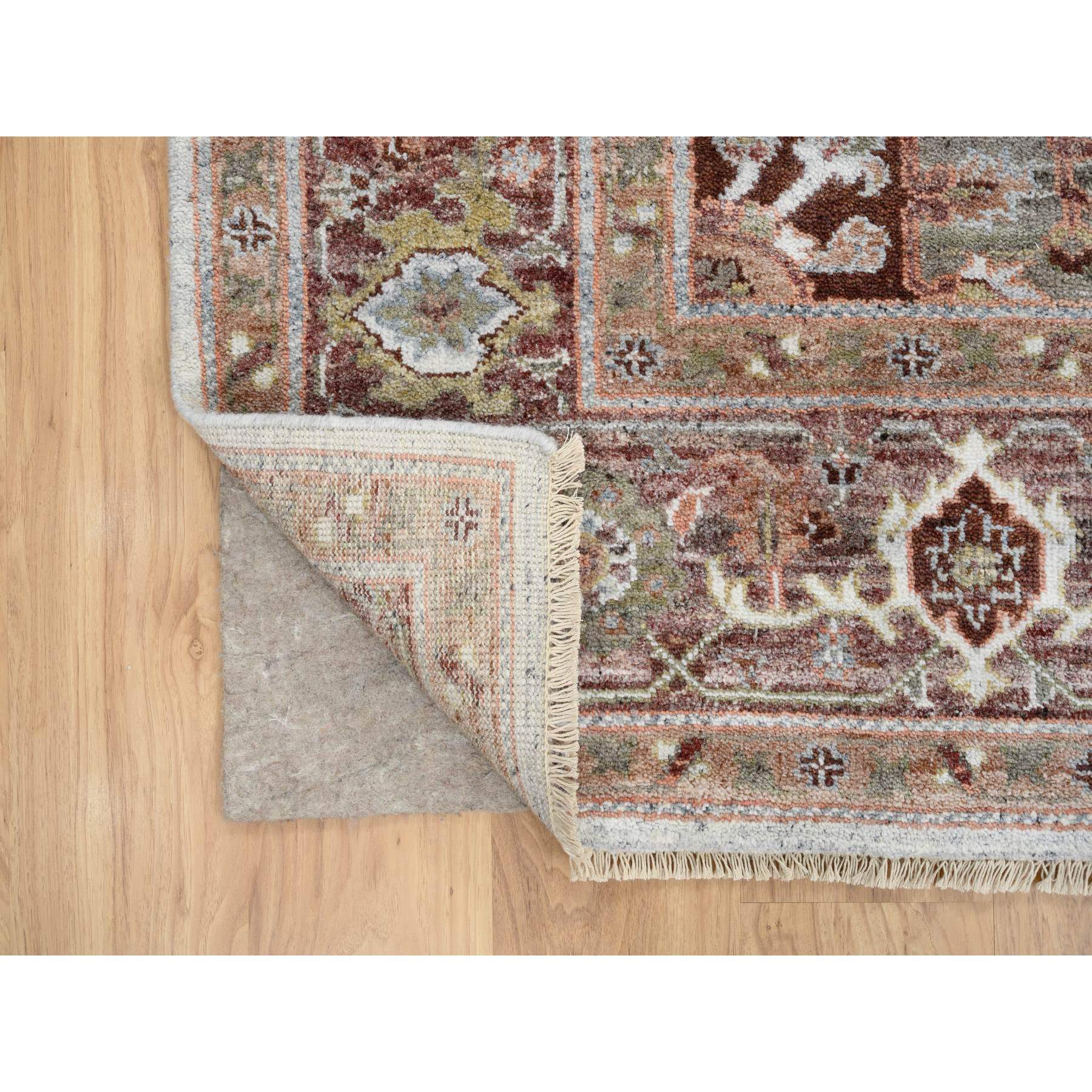 8'x10' Mixed Burgundy, Heriz Heritage Design with Geometric Medallion, Plush and Lush Soft Pile, Hand Knotted Pure Wool, Oriental HR64820 - Image 5