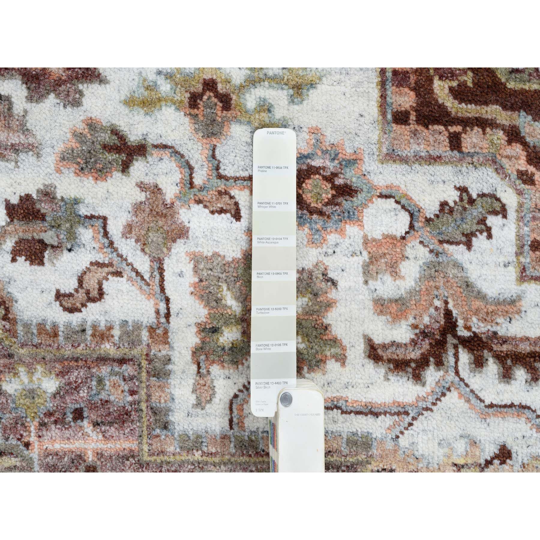 8'x10' Mixed Burgundy, Heriz Heritage Design with Geometric Medallion, Plush and Lush Soft Pile, Hand Knotted Pure Wool, Oriental HR64820 - Image 8