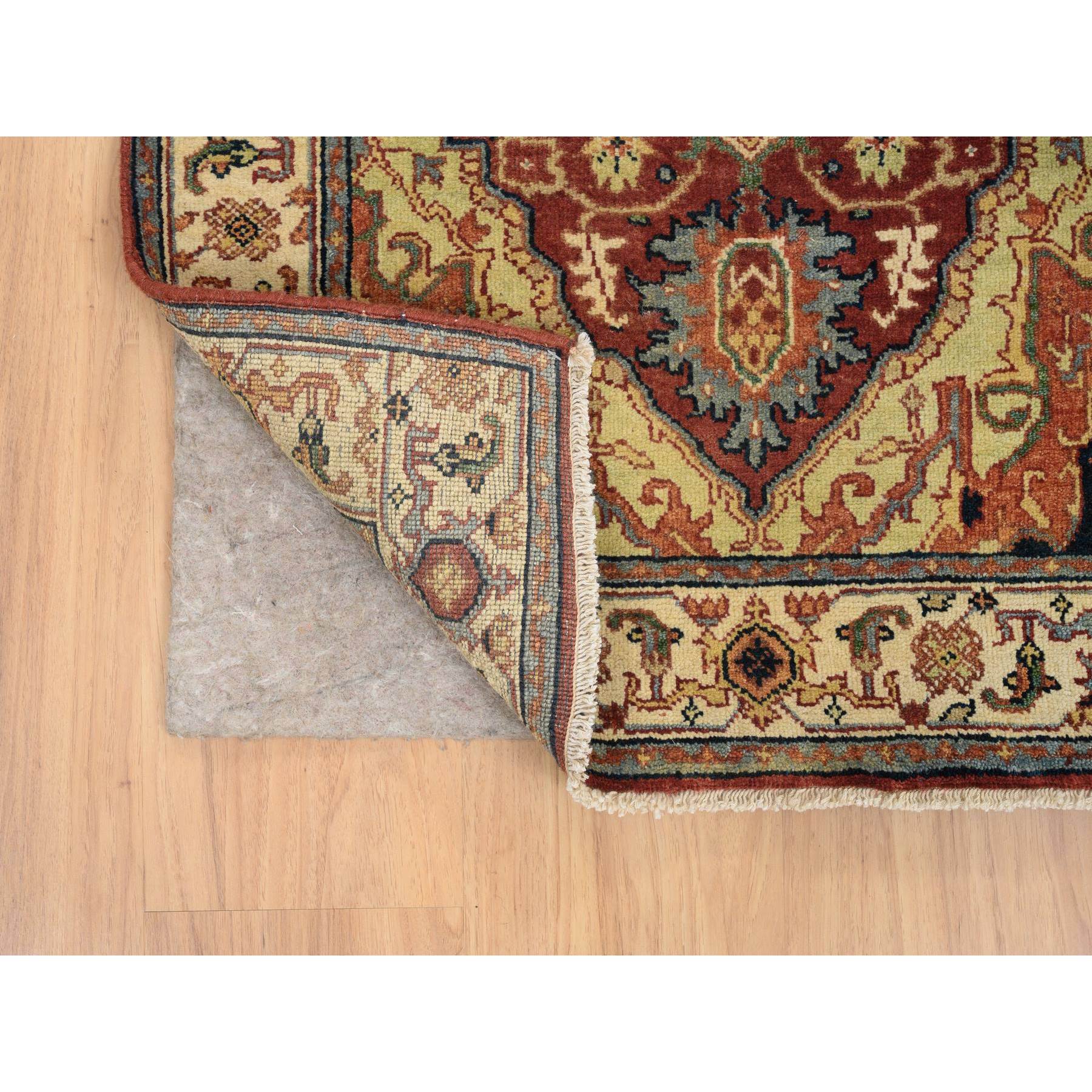 2'6"x18'2" Terracotta Red, Hand Spun Wool Hand Knotted, Antiqued Fine Heriz Re-Creation, Densely Woven Natural Dyes, XL Runner Oriental Rug HR64970 - Image 3