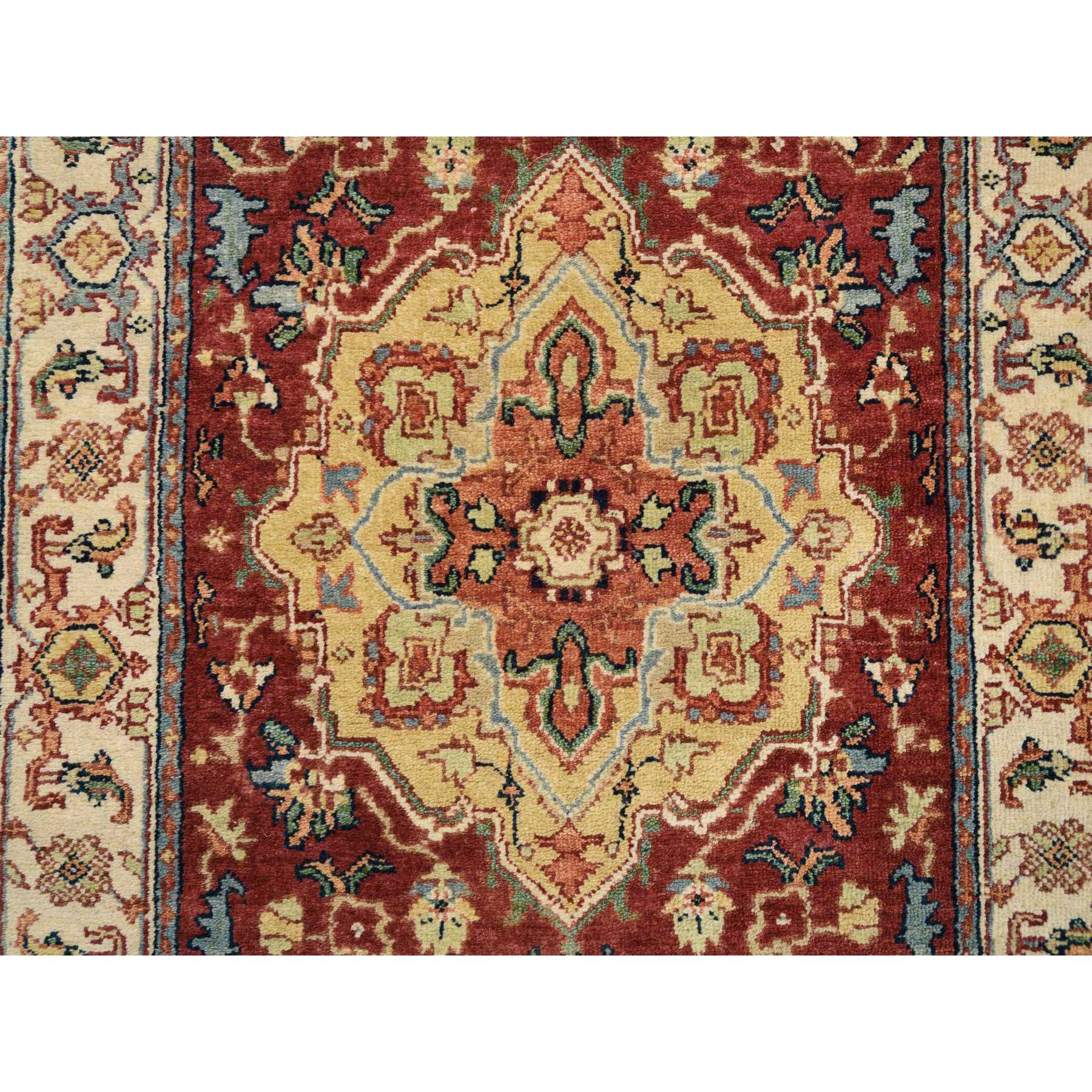 2'6"x18'2" Terracotta Red, Hand Spun Wool Hand Knotted, Antiqued Fine Heriz Re-Creation, Densely Woven Natural Dyes, XL Runner Oriental Rug HR64970 - Image 5