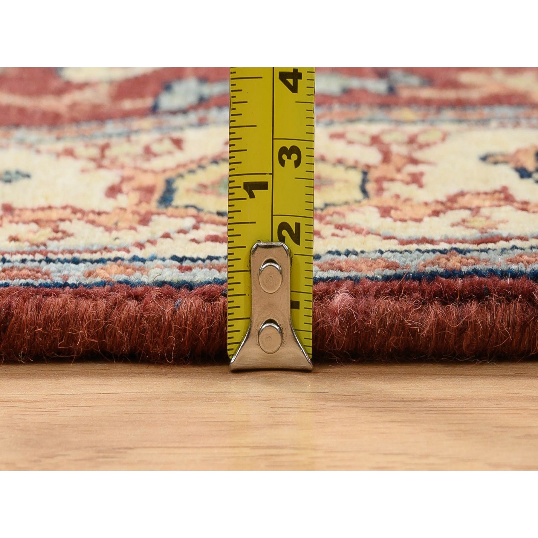 2'6"x18'2" Terracotta Red, Hand Spun Wool Hand Knotted, Antiqued Fine Heriz Re-Creation, Densely Woven Natural Dyes, XL Runner Oriental Rug HR64970 - Image 7