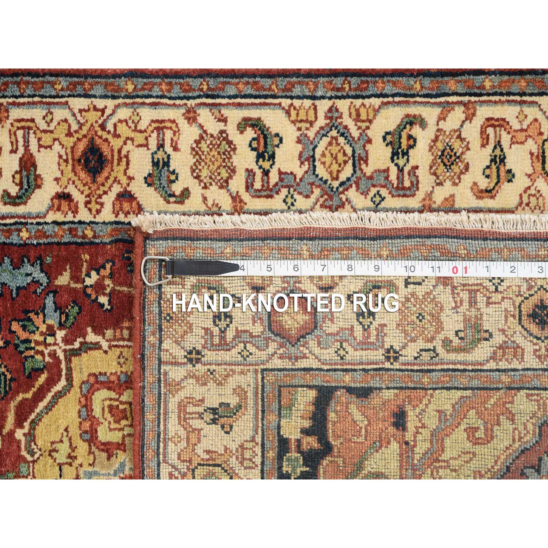 2'6"x18'2" Terracotta Red, Hand Spun Wool Hand Knotted, Antiqued Fine Heriz Re-Creation, Densely Woven Natural Dyes, XL Runner Oriental Rug HR64970 - Image 8