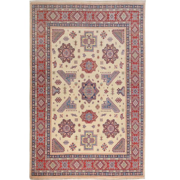 8'8"x12' Ivory Special kazak Geometric Design Pure wool Hand Knotted Oriental Rug HR57055