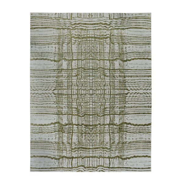 11'9"x14'8" Oversized Green Fine jacquard Hand Loomed Modern Wool and Art Silk Oriental Rug HR58126