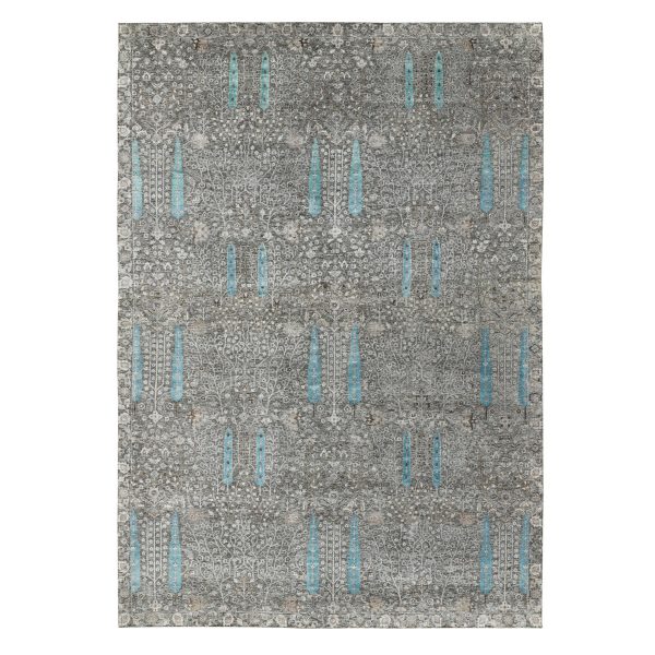 12'x17'9" Oversized Cypress Tree Design Silk with Textured Wool Hand Knotted Oriental Rug HR58142
