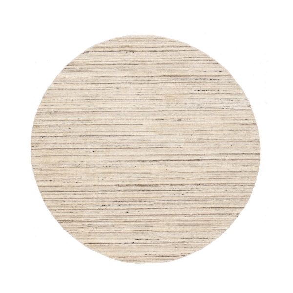 6'x6' Beige Hand Loomed Organic Wool Modern Round Oriental Rug HR58354