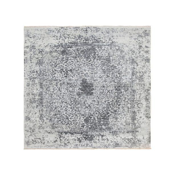 6'2"x6'2" Square Wool And Silk Hand Knotted Broken Persian Design Hand Knotted Oriental Rug HR58407