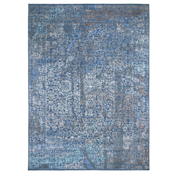 9'x12' Blue Abstract Design Wool And Silk Hand Knotted Oriental Rug HR59057