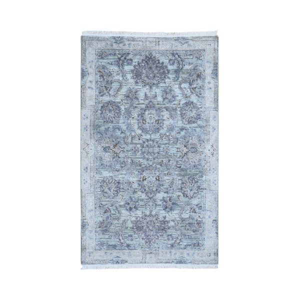 3'1"x5' Silk With Textured Wool Mughal Design Hand Knotted Oriental Rug HR59169