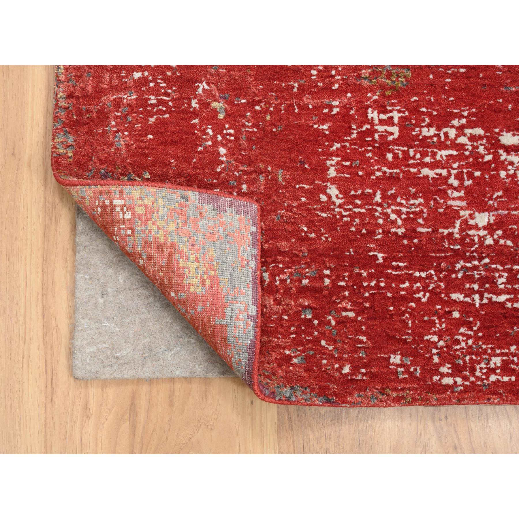 8'x10' Red, Modern Design, Nepale Weave, Wool and Silk, Hand Knotted, Oriental Rug HR63671 - Image 5