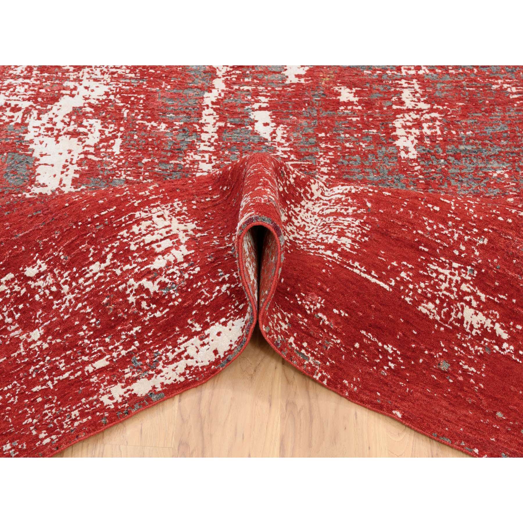 8'x10' Red, Modern Design, Nepale Weave, Wool and Silk, Hand Knotted, Oriental Rug HR63671 - Image 6