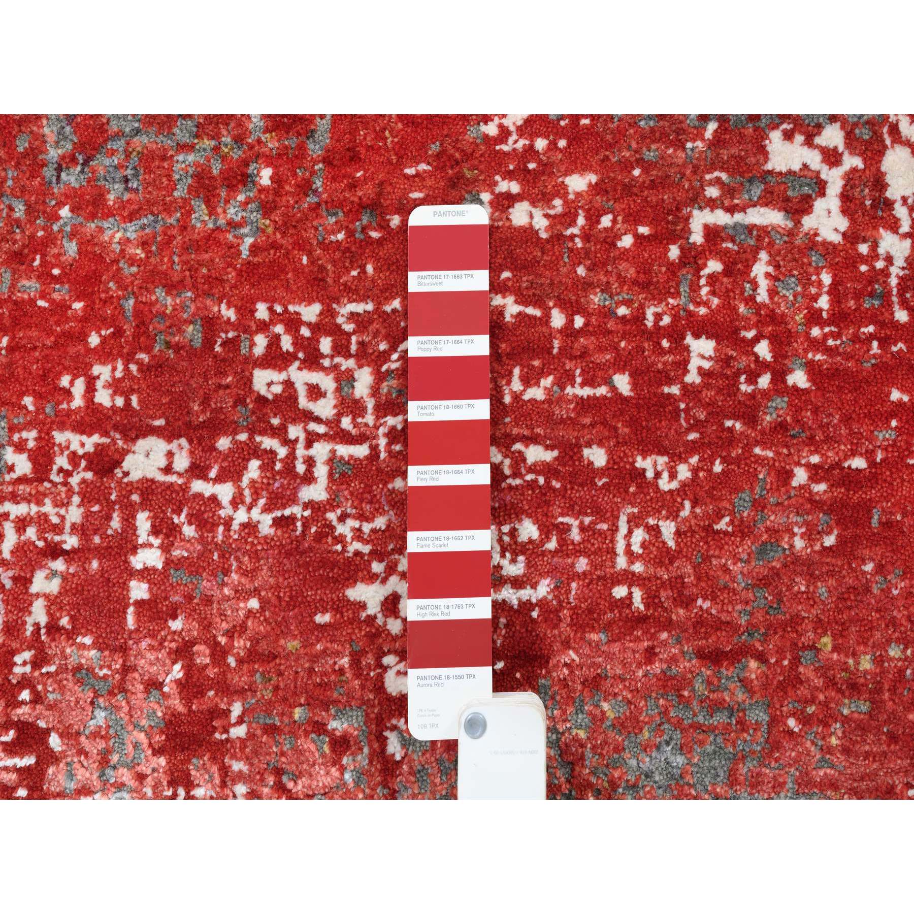 8'x10' Red, Modern Design, Nepale Weave, Wool and Silk, Hand Knotted, Oriental Rug HR63671 - Image 8