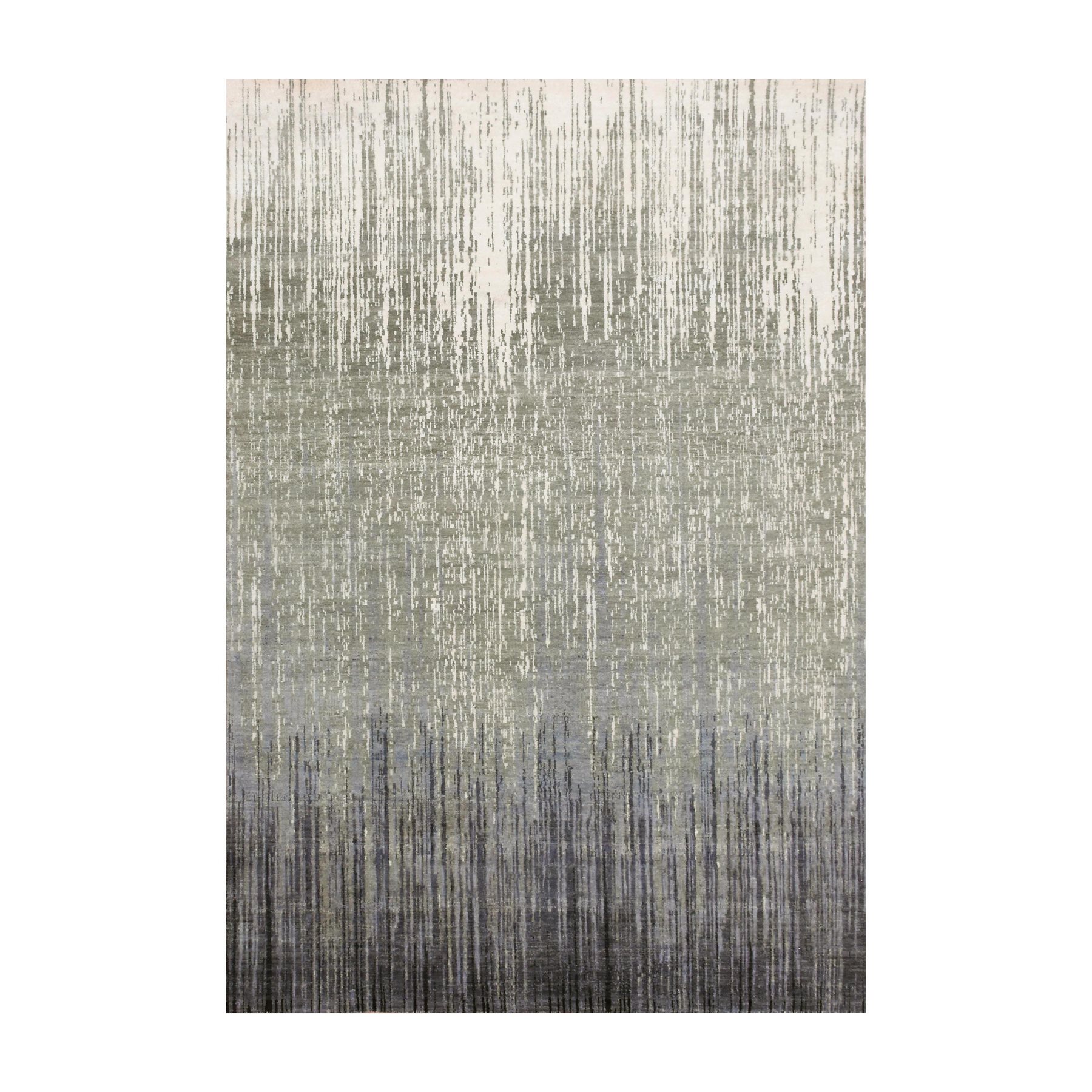 6'1"x9'2" Gray and Blue, Modern Ombre Design Densely Woven, Pure Wool Hand Knotted, Oriental Rug HR75182