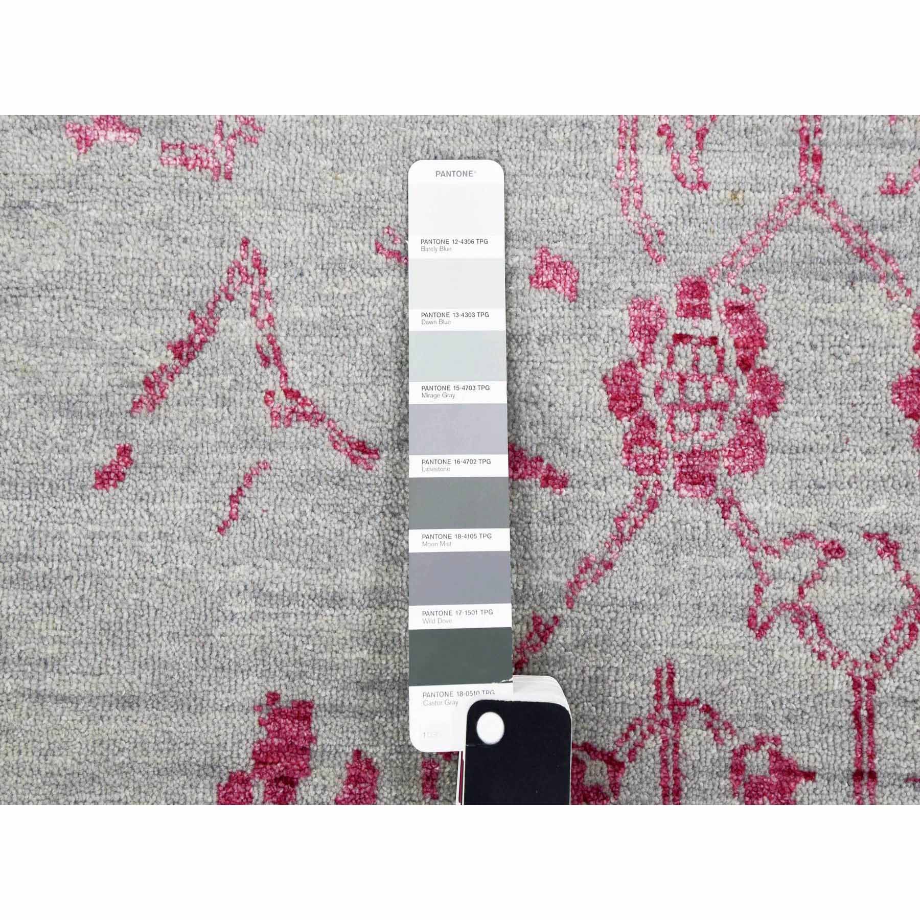 8'10"x11'3" Beige and Pink, Broken Persian Tabriz Erased Design, Wool and Silk Hand Knotted, Oriental Rug HR79275 - Image 8