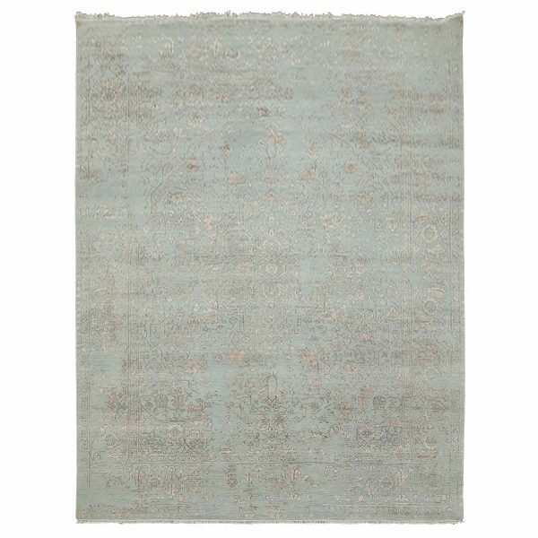 9'x12' Ash Gray with Touches of Copper, Broken Erased Persian Serapi Design, Wool and Silk Hand Knotted, Oriental Rug HR79285