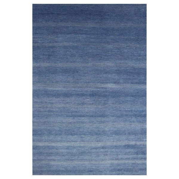 12'x18' Dark Sapphire, Hand Knotted Grass Design, Dense Weave Tone on Tone, Soft Pile Wool and Silk, Oversized Oriental Rug HR79358