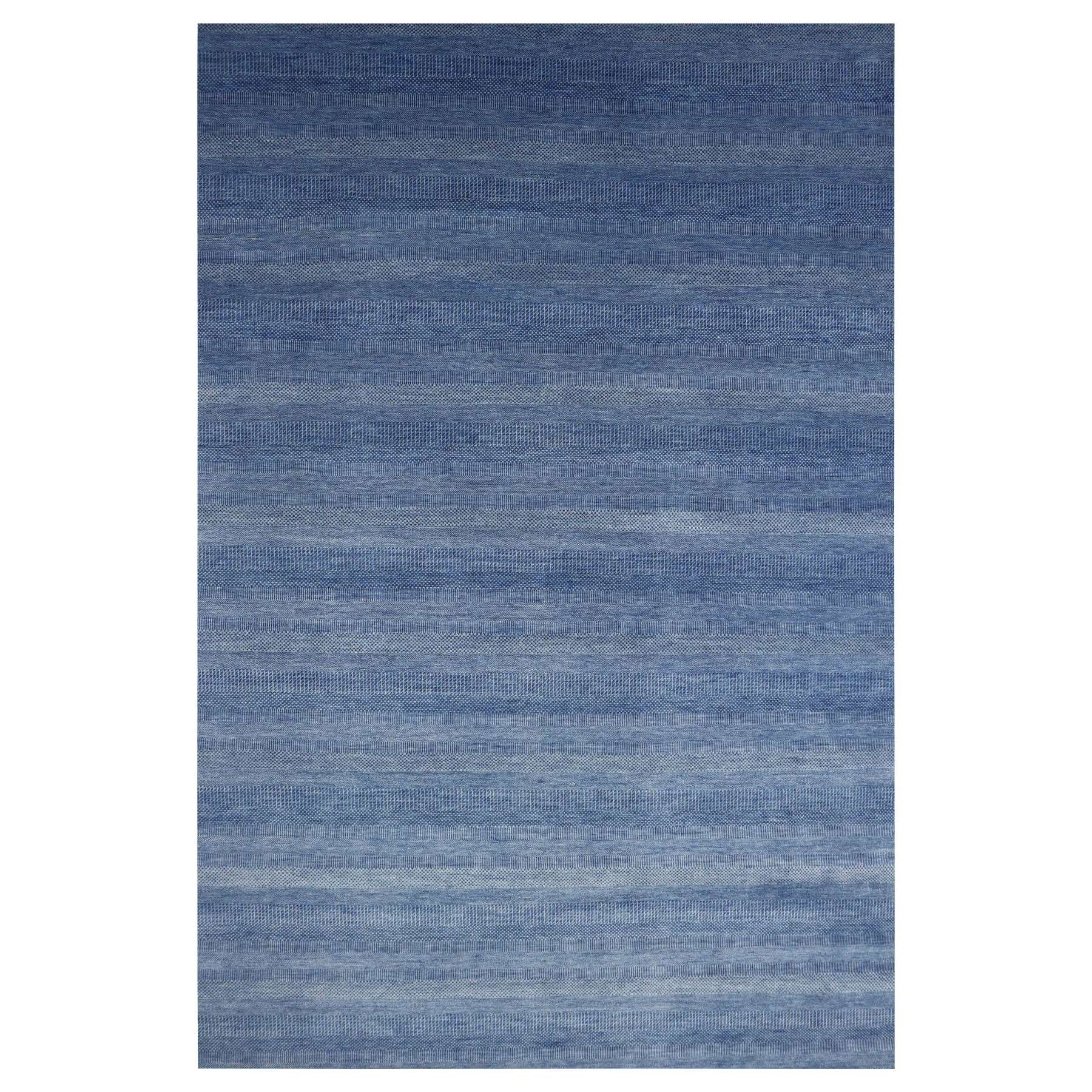 12'x18' Dark Sapphire, Hand Knotted Grass Design, Dense Weave Tone on Tone, Soft Pile Wool and Silk, Oversized Oriental Rug HR79358