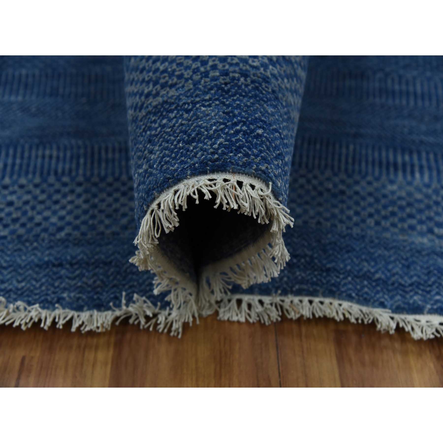 12'x18' Dark Sapphire, Hand Knotted Grass Design, Dense Weave Tone on Tone, Soft Pile Wool and Silk, Oversized Oriental Rug HR79358 - Image 5